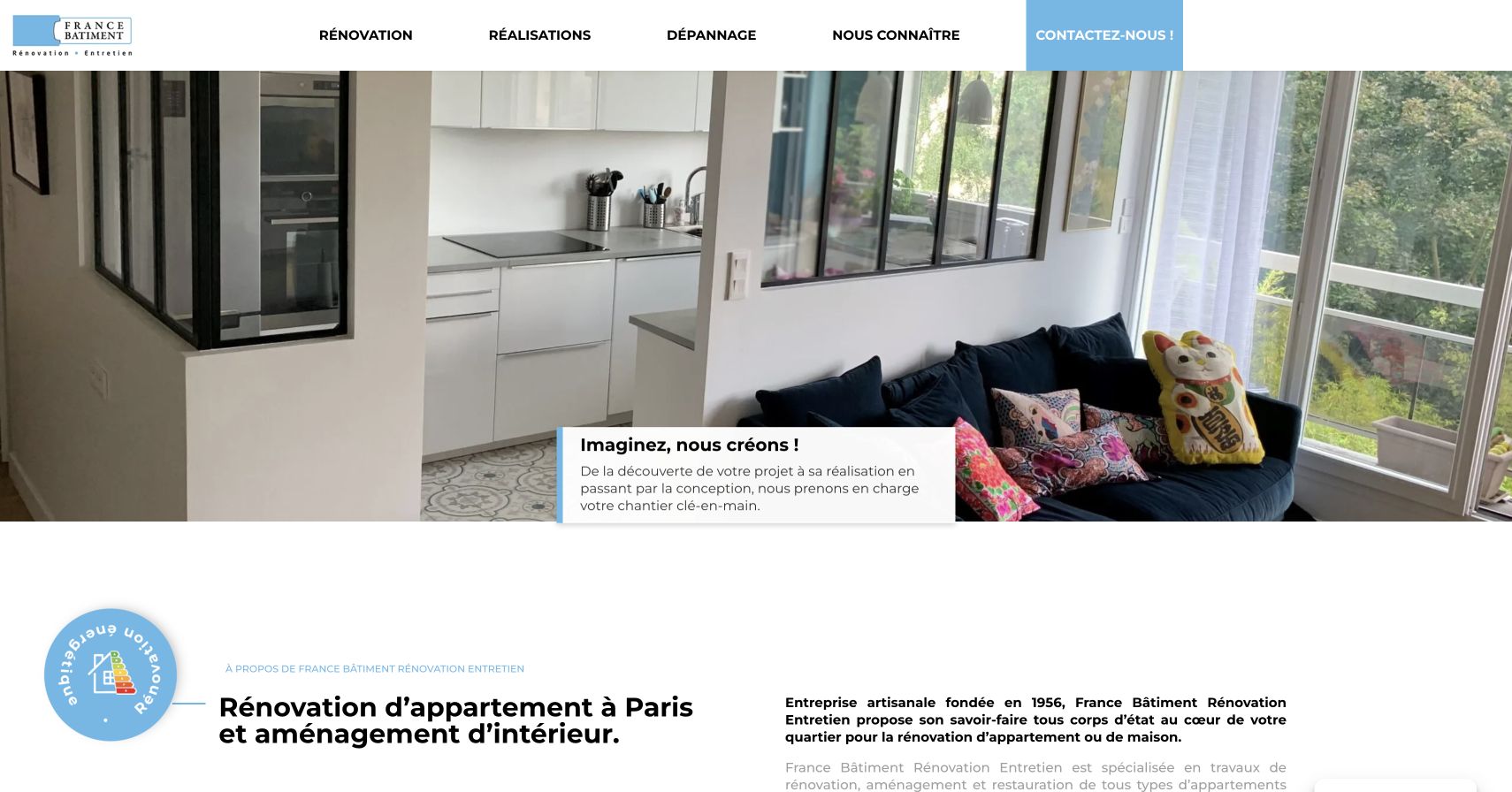 Capture du site de France Bâtiment Rénovation Entretien