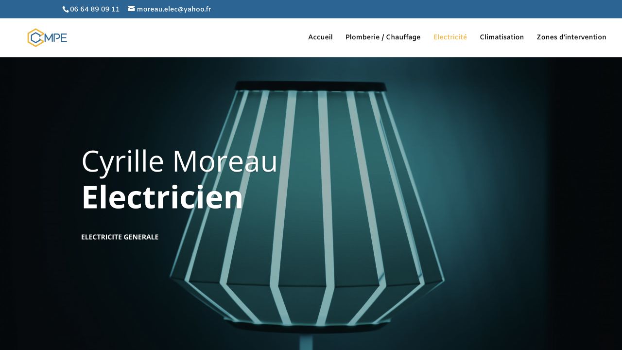 Capture du site de Cyrille Moreau Plomberie Électricité