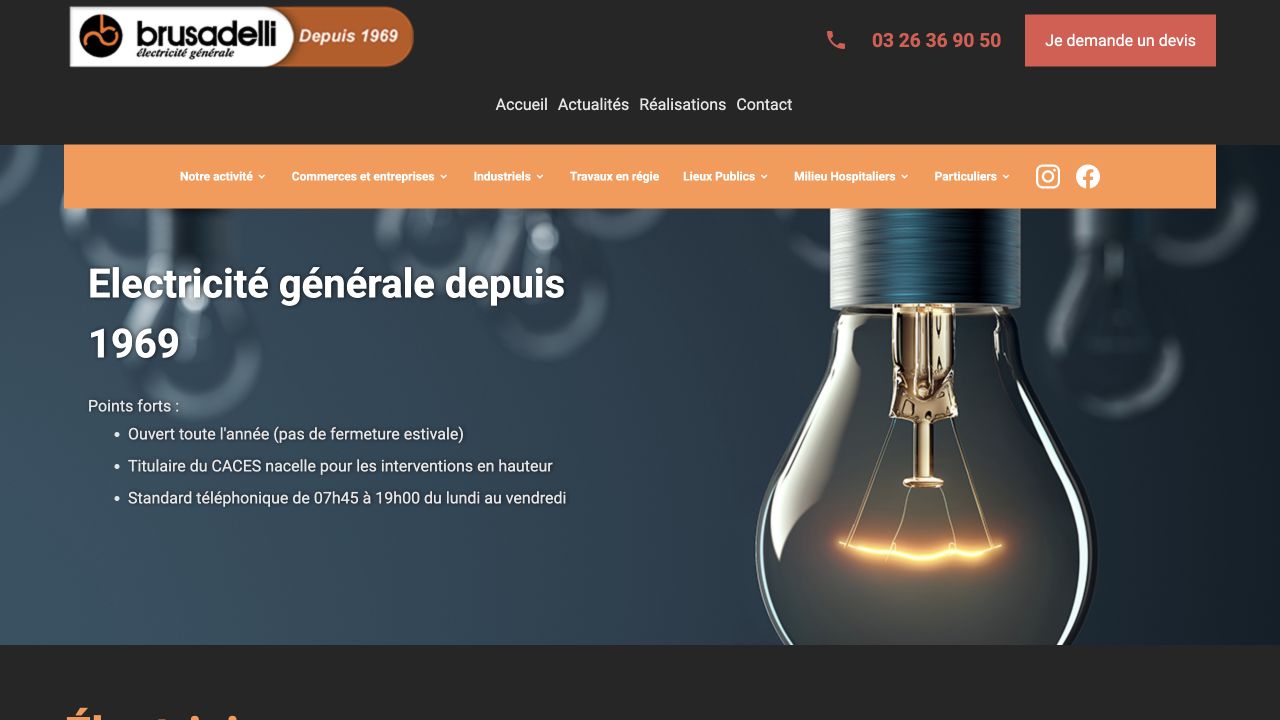 Capture du site de Brusadelli Électricité Générale