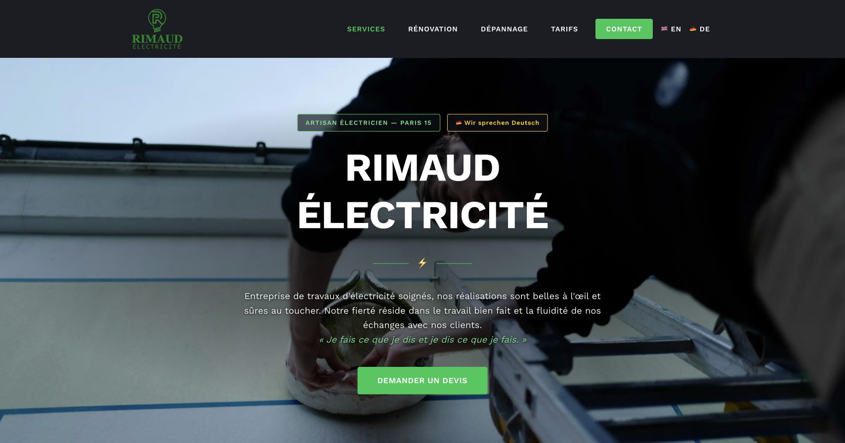 Capture du site de Rimaud Électricité