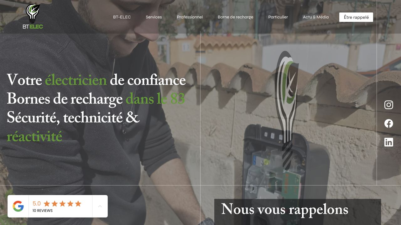 Capture du site de BT Électricité — Bryan Tessanne